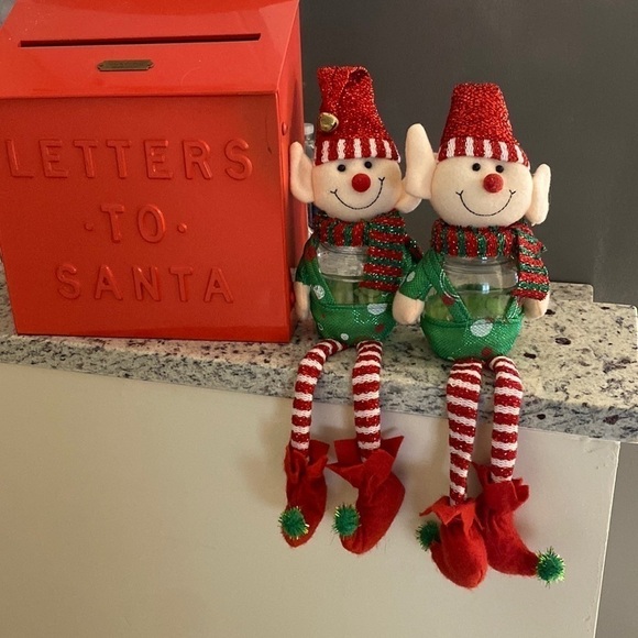 2 NWT CHRISTMAS ELF PLASTIC JAR DECOR - Picture 1 of 4
